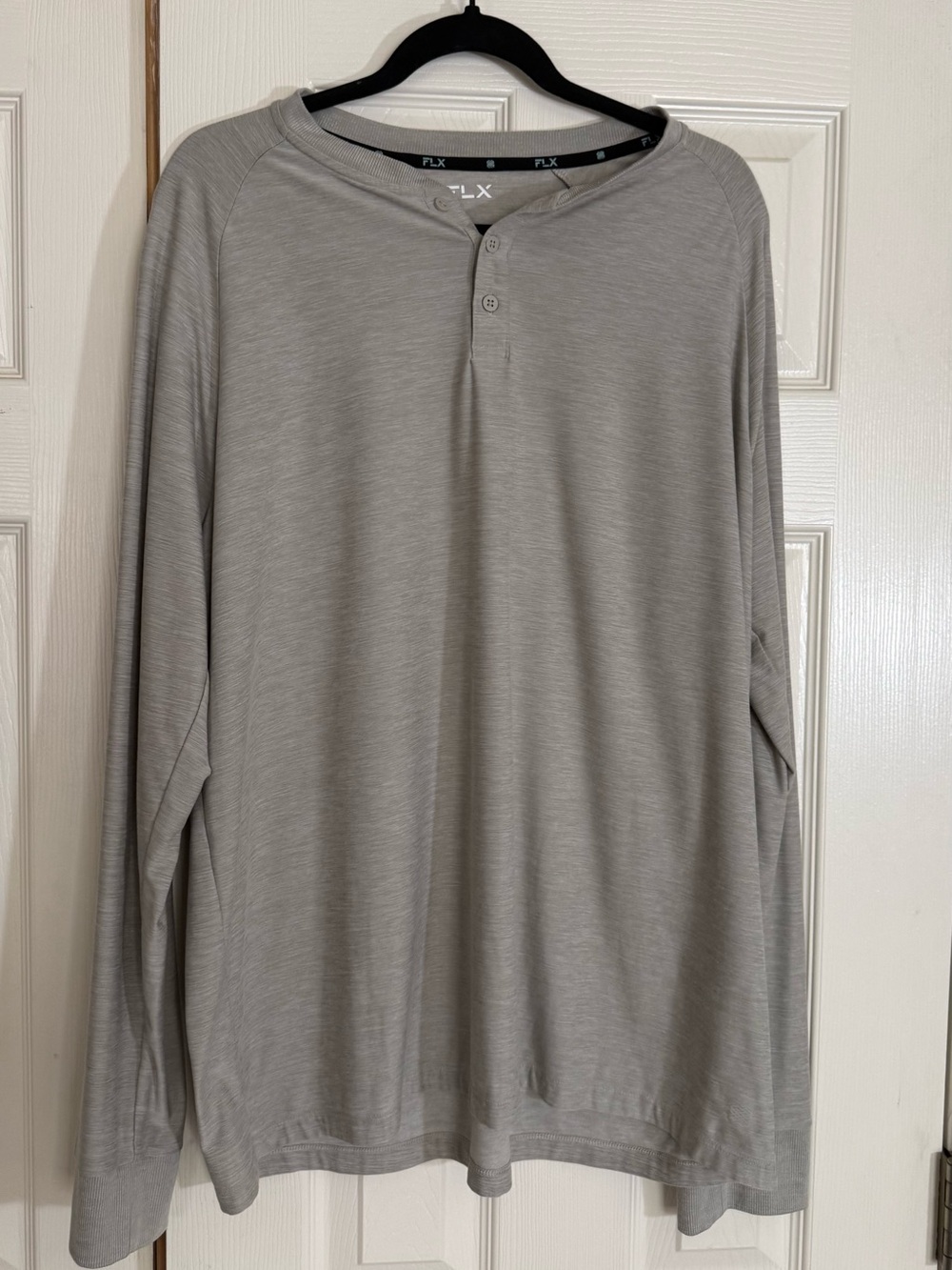 FLX Wander Henley Mens XL Aspen Gray Luxury Soft Stretch Long Sleeve Shirt